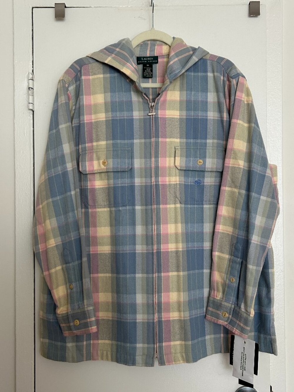 Ralph Lauren 100% Cotton Plaid Pastel Shacket Jacket (NWT; Plus Size 2X)